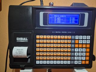 Balanza DIBAL con ticket y etiquetas GARANTIA 