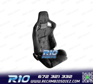 ASIENTO DEPORTIVO SEMI BAQUET ESTILO RS ALCÁNTARA NEGRA