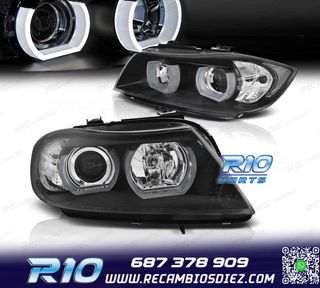 FAROS BMW E90 E91 05-08 OJOS ANGEL 3D FONDO NEGRO