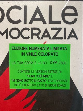 Lo Stato Sociale, Turisti della Democrazia, vinile