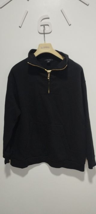 Sudadera AMISU Negra Media Cremallera Talla m