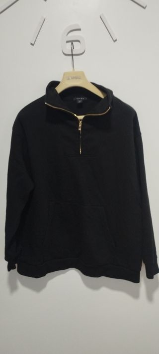 Sudadera AMISU Negra Media Cremallera Talla m
