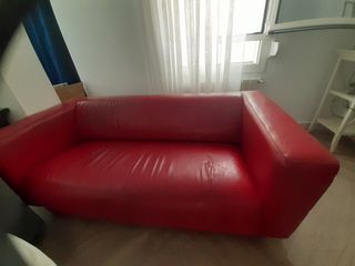 Sofá 2 plazas KLIPPAN Piel Rojo
