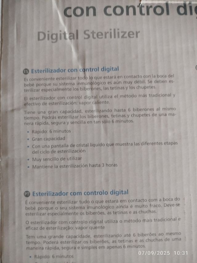 Esterilizador digital Saro