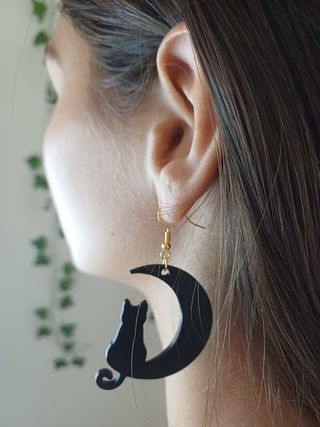 Pendientes Halloween Gato Luna Araña Telaraña