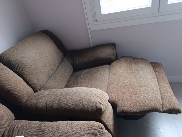 Sillón relax marrón tela. Nuevo