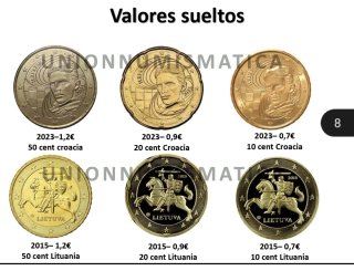 Trio Céntimos Euro 1 2 5 series 8 valores Sc