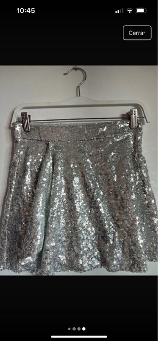 Minifalda Bershka lentejuelas plateada