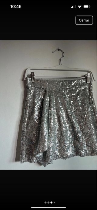 Minifalda Bershka lentejuelas plateada