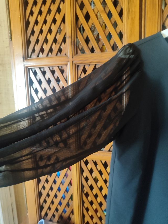 Vestido negro con mangas transparentes