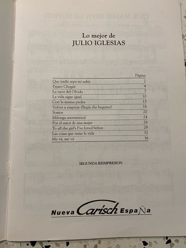 Partituras Julio Iglesias Lo mejor de