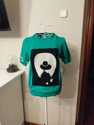 Jersey verde con estampado mujer