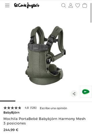 Mochila porteo bebe Babybjörn Harmony Mesh NUEVA