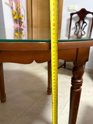 Mesa camilla redonda madera y cristal
