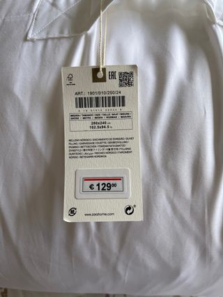 Edredón Zara Home Tacto Pluma Cama 180 