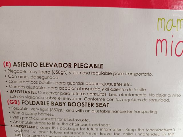 Asiento elevador plegable Mamma Mia