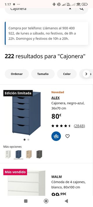 Cajonera Alex Azul Ikea