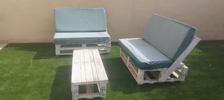 Conjunto Sofá Palets + Mesa Centro con Ruedas