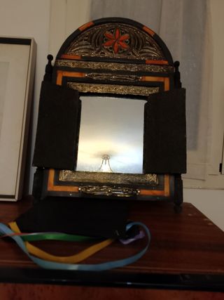 Specchio marocchino decorato oro e arancio