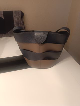Bolso Bicolor Azul y Marrón