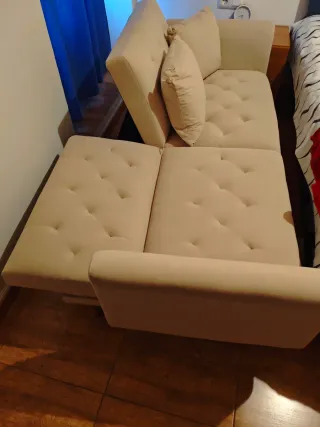 Sofá Cama Beige Terciopelo Ajustable