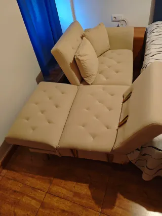 Sofá Cama Beige Terciopelo Ajustable