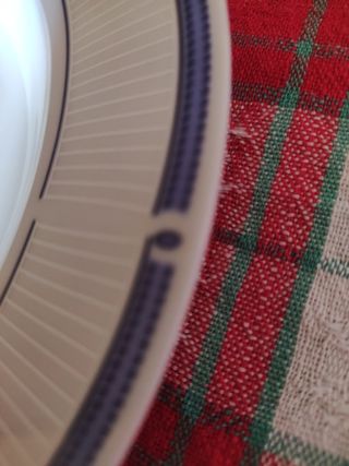 24 Platos hondos de porcelana con borde azul