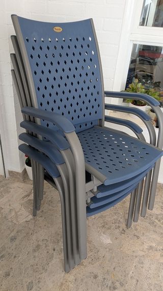 Lote 4 Sillones Exterior Azul y Gris