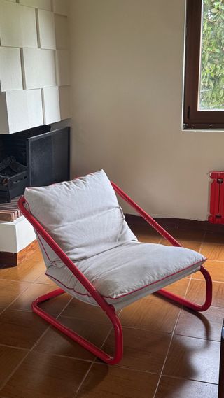 Silla Vintage Estructura Metálica Roja