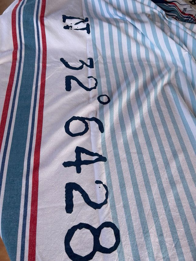 Mantel Pórtico náutico rayas azules y blancas