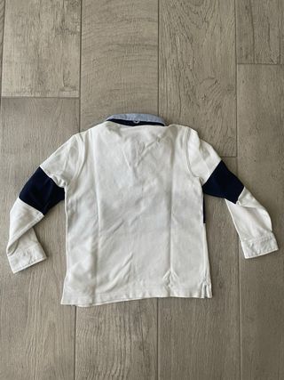 Polo bambino manica lunga bianco e blu