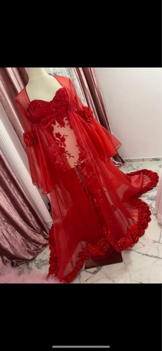 Vestido/camison Novia Rojo Bata Cola 