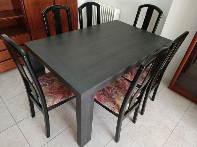Mesa comedor extensible madera negra