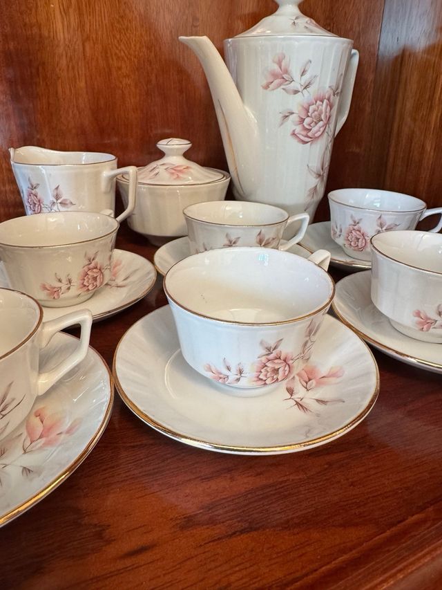 Juego de Tazas de Café/Té con Diseño Floral