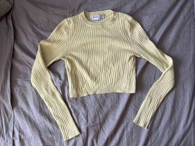 Jersey top amarillo Bershka