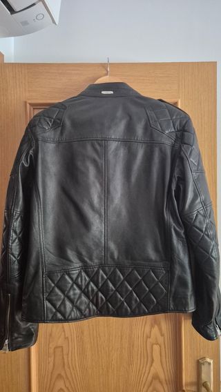 Cazadora Moto Mango Negra 100% piel