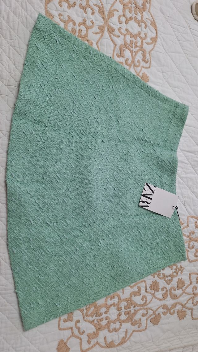Minifalda Zara Verde Texturizada