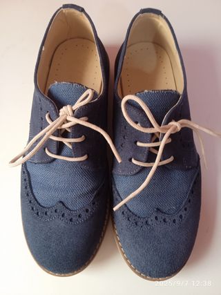 Zapatos niño comunión azul y beige T35