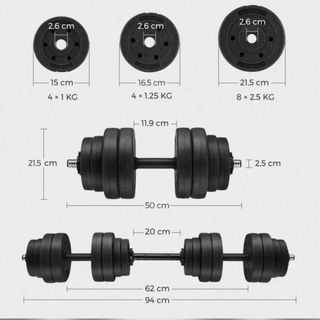 Juego Mancuernas 2x15kg + Barra