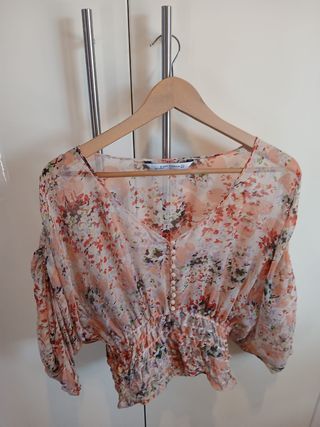 Camisa Zara Estampada Multicolor Mujer