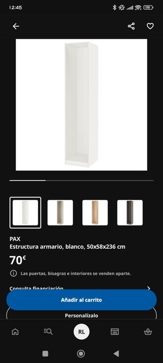 URGE!!!!! Armario PAX Blanco 50x58x236 cm