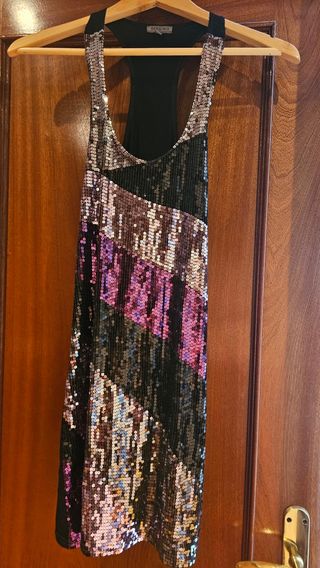 Vestido Bershka lentejuelas multicolor
