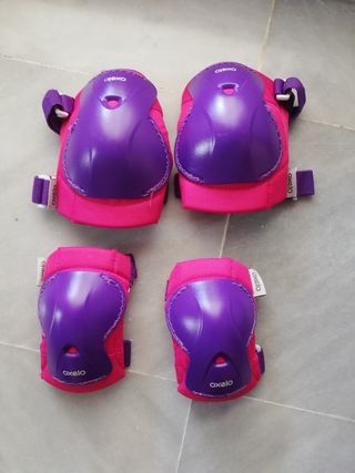 Protecciones rodillas y codos Oxelo rosas y morada