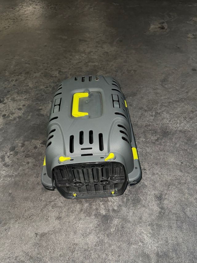 Transportín para mascotas gris y amarillo