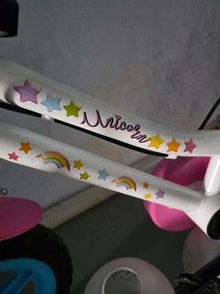 Bicicleta infantil unicornio rosa y azul