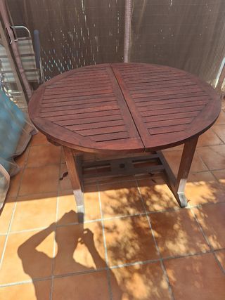 Mesa redonda de teca 120/180 cm