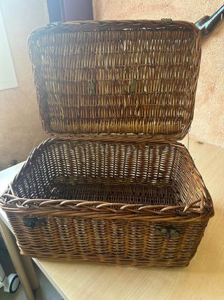 Cesta de mimbre grande con cierres para picnic