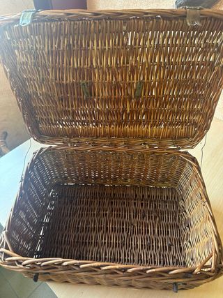 Cesta de mimbre grande con cierres para picnic