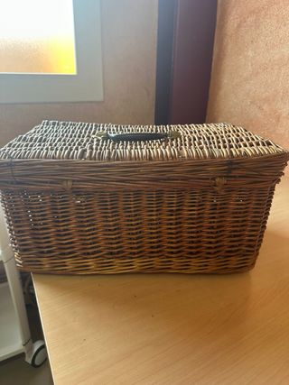 Cesta de mimbre grande con cierres para picnic