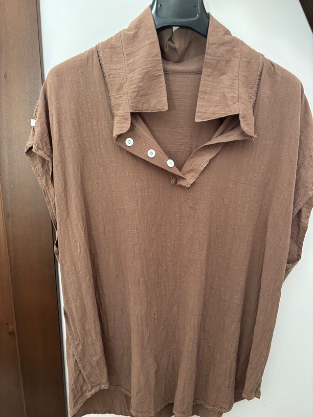 Camicia di lino marrone mezze maniche